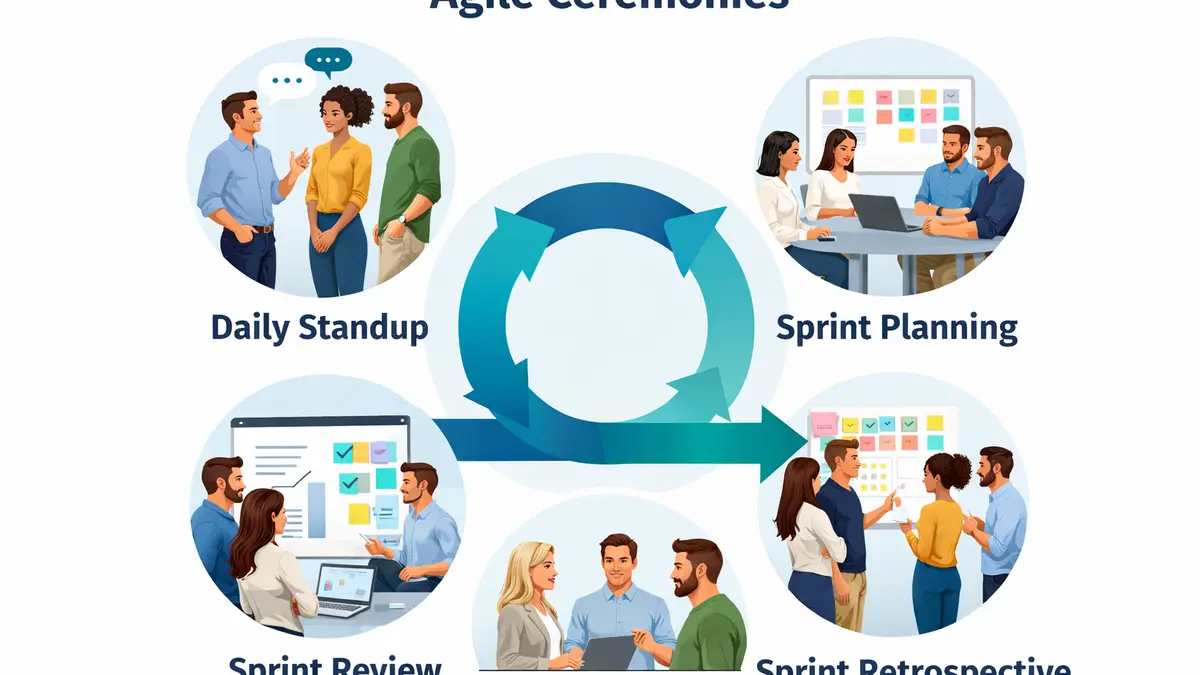 Cérémonies agiles : guide complet 2026 des rituels Scrum, objectifs, déroulés, durées et bonnes pratiques
