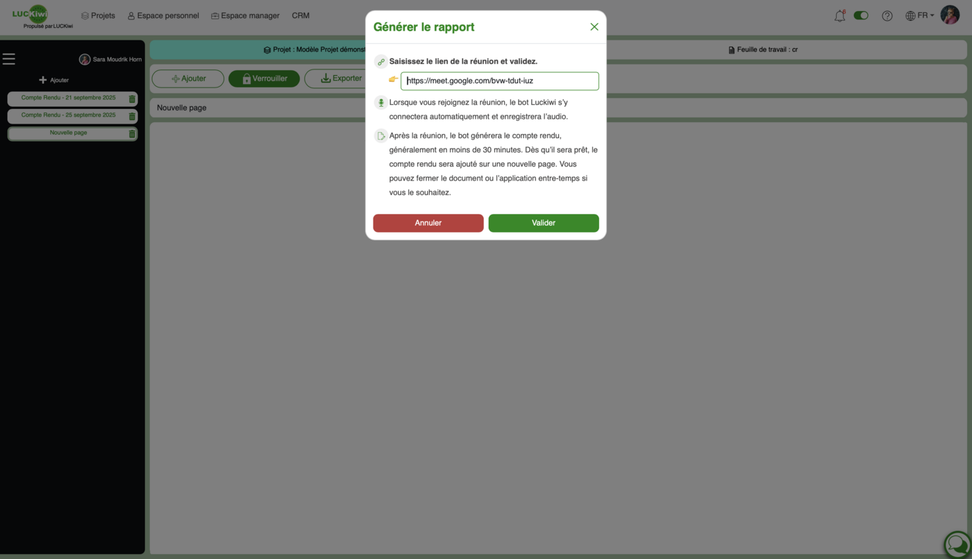 Schritt 2: Der LUCKiwi-Bot verbindet sich automatisch und sicher mit Ihrem Meeting