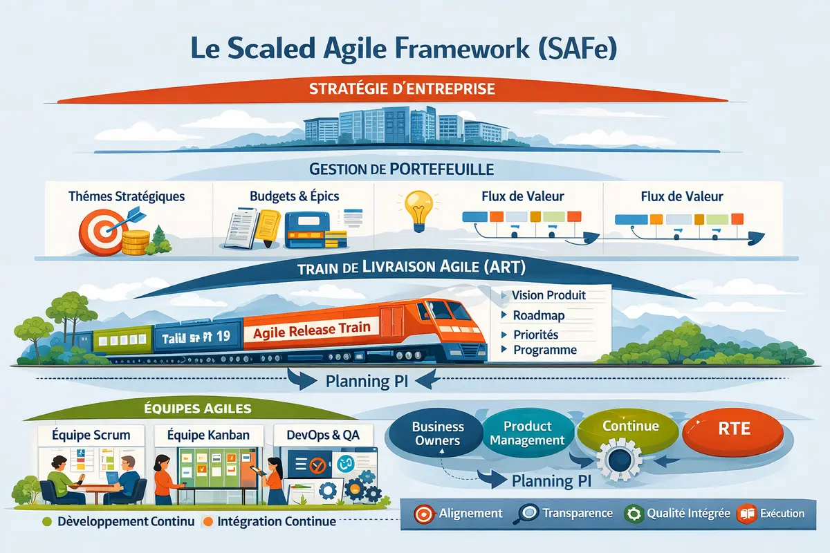 Scaled Agile Framework (SAFe) : comprendre et déployer l'agilité à grande échelle en 2026